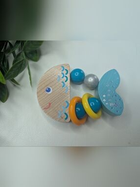 Haba Rattlefish Wooden Baby RattleWooden Sea Creature Clutching Toy